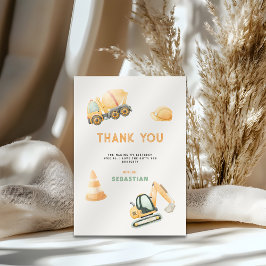 Bouwvrachtwagen Feest Jongen Eerste Verjaardag Bedankkaart