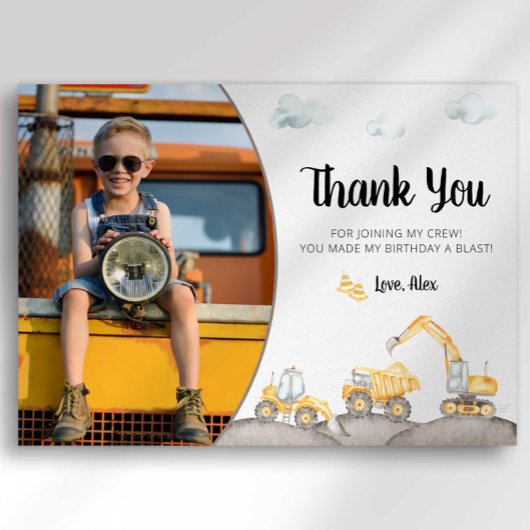 Bouwvrachtwagen Verjaardag Dank u kaart