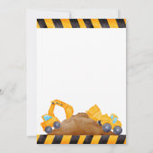 Bouwvrachtwagen, verjaardagsfeestje kaart (Achterkant)