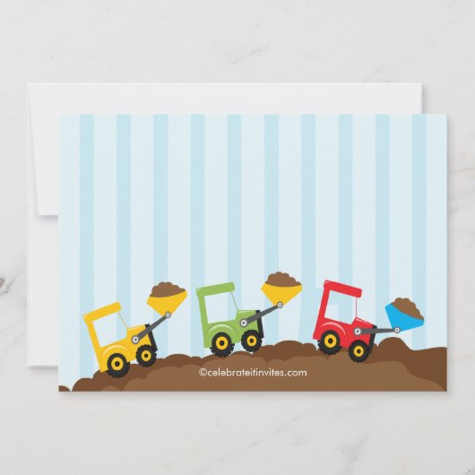 Bouwvrachtwagens Birthday Party for boys Kaart (Achterkant)