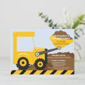 Bouwvrachtwagens Birthday Party for boys Kaart (Staand voorkant)