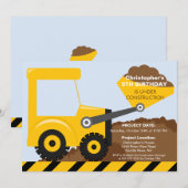 Bouwvrachtwagens Birthday Party for boys Kaart (Voorkant / Achterkant)