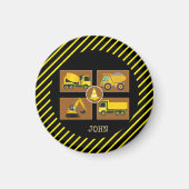 Bouwvrachtwagens | Kids Verjaardagsfeestdecor Magneet (Voorkant)