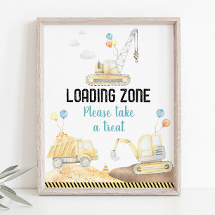 Bouwvrachtwagens Ladingsstreek behandelt teken Poster