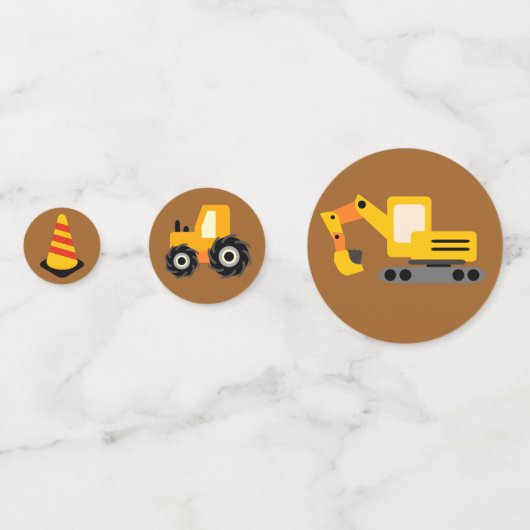 Bouwvrachtwagens | Verjaardagsfeestdecor Confetti (Voorkanten)