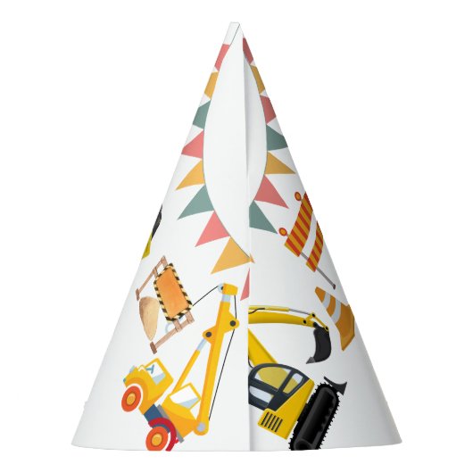 Bouwvrachtwagens | Verjaardagsfeestje voor kindere Feesthoedjes (Achterkant)