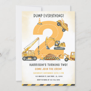 Bouwvuilniswagen 2e verjaardag kaart