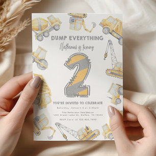 Bouwvuilniswagen 2e verjaardagsfeest kaart