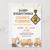 Bouwvuilniswagen 2e verjaardagsfeest kaart (Voorkant)