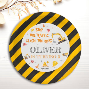 Bouwvuilniswagen Boy Party Borden Papieren Bordje