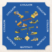 Bouwwaarschuwing Werkzone Aangepast Kartonnen Onderzetters (Voorkant)