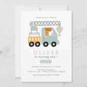 Bouwwagen Dinosaurus Verjaardag Kaart (Voorkant)