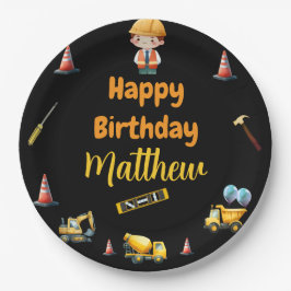 Bouwwagen kids verjaardag Papieren borden Papieren Bordje