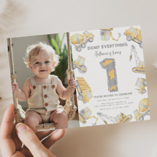 Bouwwagen ONE 1e verjaardagsfeest Kaart