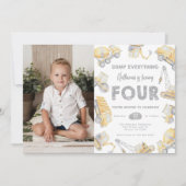 Bouwwagen VIER 4e verjaardag feest Kaart (Voorkant)