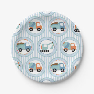 Bouwwagens - Cute Blue White Papieren Bordje