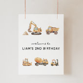 Bouwwagens Modern Verjaardag Welkom Teken Poster