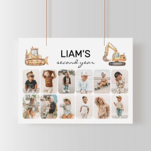 Bouwwagens Verjaardag Foto Collage Poster