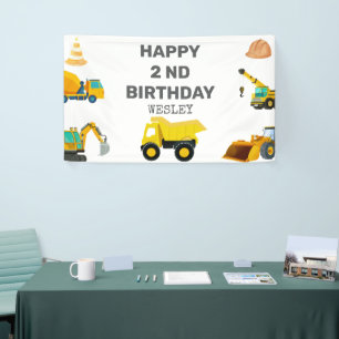 Bouwwagens Verjaardag Spandoek