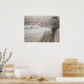 Bouwwerken Brooklyn Bridge Vroege Manhattan Poster (Keuken)