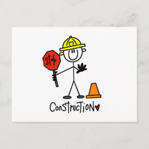 Bouwwerker Stickfiguur Briefkaart