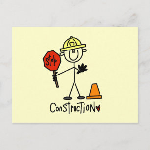 Bouwwerker Stickfiguur Briefkaart
