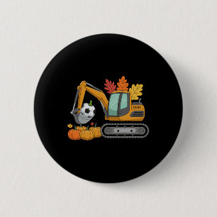 Bouwwerktuig Pompoen Voetbal Liefhebbers Herfst Na Ronde Button 5,7 Cm