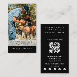 Bouzouki Griekse Muziekles Musicus Foto QR Code Visitekaartje
