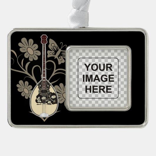 Bouzouki Verzilverd Kader Ornament (Voorkant)