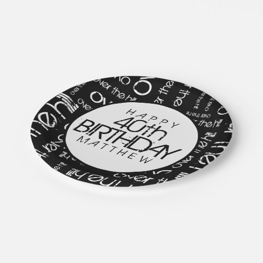 Boven de Aangepaste Leeftijd en Persoonlijke Naam  Papieren Bordje (Gekanteld)