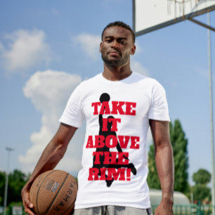 Boven de velg Basketball-zin met Oranje tekst T-shirt