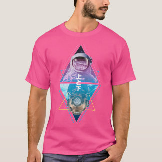 Boven en onder Astronaut Space Helmet Diver Diving T-shirt