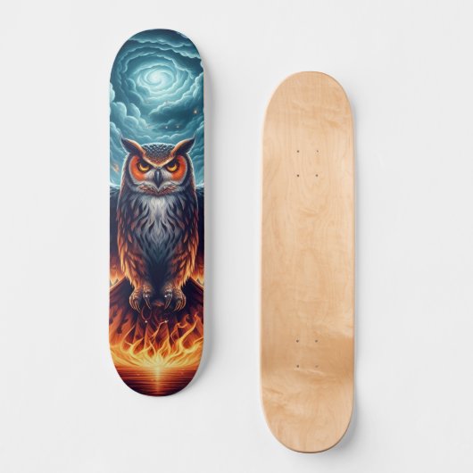 Boven en onder - Wise Owl Art Skateboard (Voorkant)
