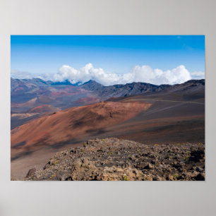 Boven Haleakala krater langs glijdende zandpad Poster