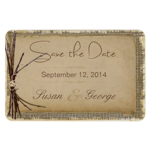 Boven, Twigs en Twine Save the Date Magneet (Horizontaal)