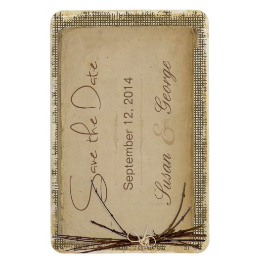 Boven, Twigs en Twine Save the Date Magneet (Verticaal)