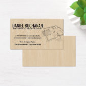 Bovenaanzicht Blueprint | Houten Achtergrond Visitekaartje (Bureau)