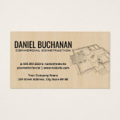 Bovenaanzicht Blueprint | Houten Achtergrond Visitekaartje (Voorkant)