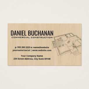 Bovenaanzicht Blueprint Houten Achtergrond Visitekaartje