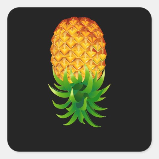 Bovenkant ananas vierkante sticker (Voorkant)
