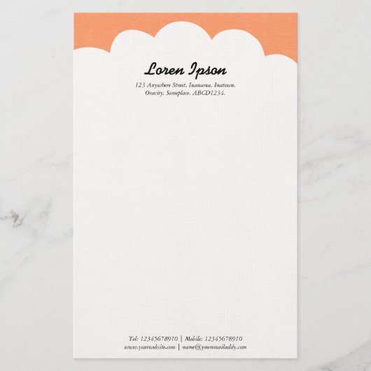 Bovenkant cloud - Peach Briefpapier (Voorkant)