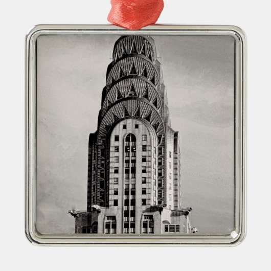 Bovenkant van Chrysler die NYC bouwen - B&W Metalen Ornament (Voorkant)