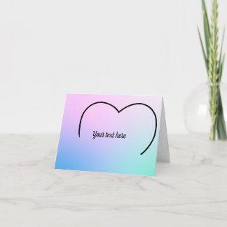 Bovenkant van een hart op een pastelbriefkaart notitiekaartje