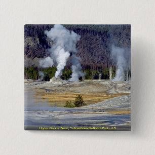 Bovenste Geyser Basin, Yellowstone National Park, Vierkante Button 5,1 Cm
