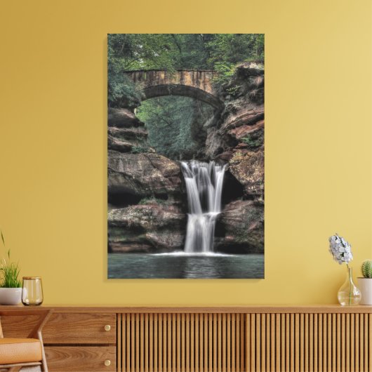 Bovenste Herfsten, Oude grot van het Man, Hocking  Canvas Afdruk (Insitu (Woonkamer))
