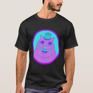 Bovenste Hoed Kat Miljonair Turquoise en Paarse On T-shirt