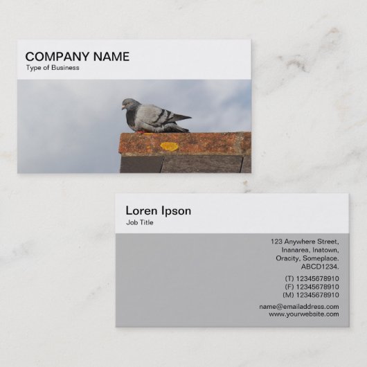 Bovenste paneel - Duiven op een Visitekaartje van (Voorkant / Achterkant)