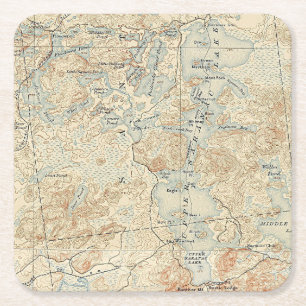 Bovenste Saranac Lake Detail van Old Topographic M Vierkante Kartonnen Onderzetter