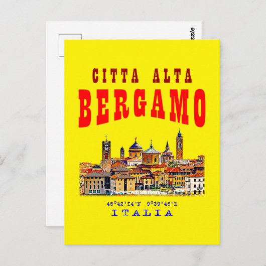 Bovenste stad (Citta Alta) in Bergamo. Italië. Briefkaart (Voorkant / Achterkant)