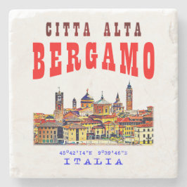 Bovenste stad (Citta Alta) in Bergamo. Italië. Stenen Onderzetter